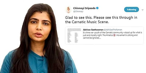 பாடகி சின்மயிக்கு கர்நாடக இசை கலைஞர்கள் ஆதரவு