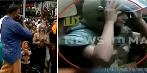 பெண் பத்திரிகையாளருடன் இருமுடி கட்டிய பெண் சபரிமலைக்கு பயணம்