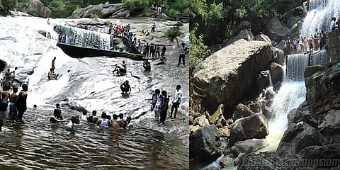 சுருளி; கோவை குற்றால அருவிகளில் குளிக்க தடை