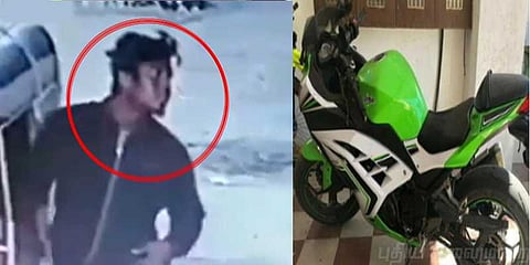 நூதன முறையில் பைக் திருட்டு - சிசிடிவி கேமிராவில் சிக்கிய நபர்