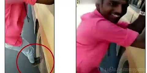 ஓடும் பேருந்து சக்கரத்தில் சாகசம் செய்த இளைஞர்: வைரல் வீடியோ !