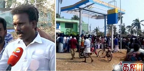 கஜா புயல் தாக்கம் - வேதாரண்யம் பகுதியில் பெட்ரோல், டீசல் தட்டுப்பாடு