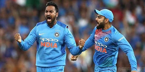 விக்கெட்டுகளை குவித்த க்ருனால் - இந்தியாவிற்கு 165 இலக்கு