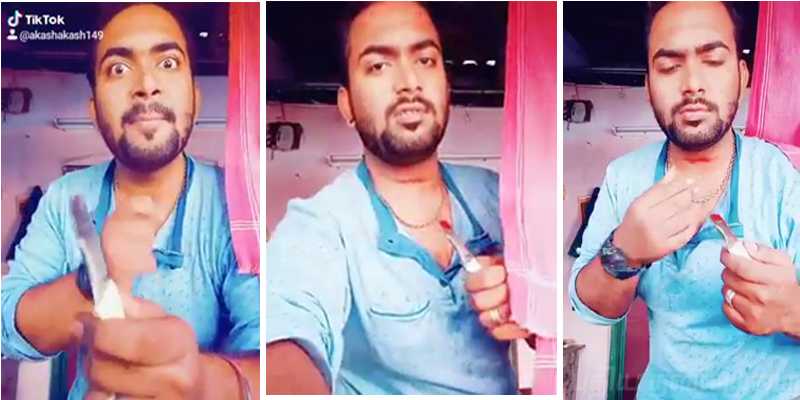 விபரீதத்தில் முடிந்த டிக் டாக்... கழுத்தை அறுத்த இளைஞர்..!