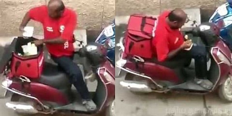 “வாடிக்கையாளர் உணவை ரசித்து ருசித்த சோமேடோ ஊழியர்” - வைரல் வீடியோ