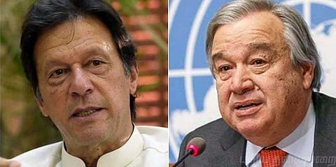 காஷ்மீர் பிரச்னை குறித்து ஐ.நா பொதுச் செயலாளரிடம் பேசிய இம்ரான் கான்