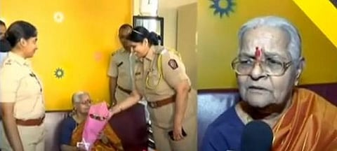 தனிமையில் வாழும் மூதாட்டியின் பிறந்த நாளை கொண்டாடிய போலீஸ்