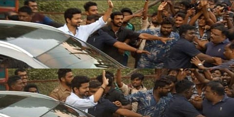 வேண்டாமென்ற பவுன்சர்கள் : ரசிகர்களுக்காக காரிலிருந்து இறங்கிய விஜய்..!