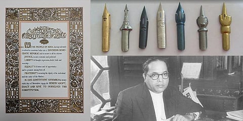 ‘254 பேனா நிப்’புகளால் எழுதப்பட்ட அரசியலமைப்பு சட்ட புத்தகம்