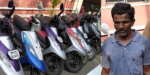 கியர் வண்டி ஓட்டத்தெரியாததால் ஸ்கூட்டிகளை திருடும் கொள்ளையன்