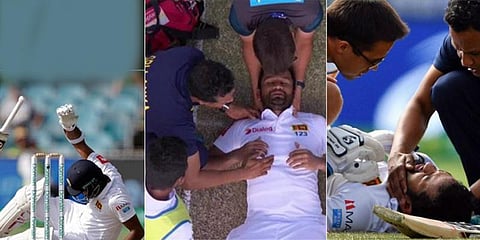 கம்மின்ஸின் பவுன்சர் பந்து தாக்கி, இலங்கை வீரர் மருத்துவமனையில் அனுமதி!