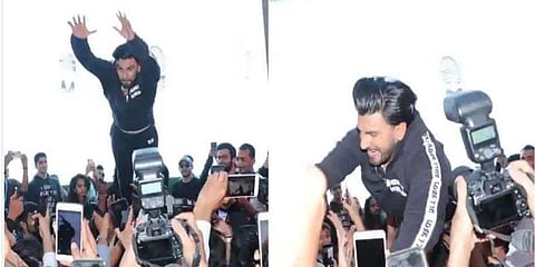 ரசிகர்கள் மீது தாவி குதித்த ரன்வீர் - காயத்தால் கடுப்பான ரசிகர்கள்..!