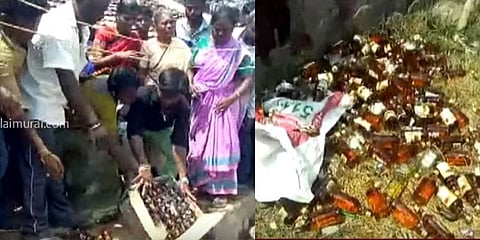 சட்டவிரோதமாக வீட்டுக்குள் மதுவிற்பனை - நடவடிக்கைக் கோரி போராட்டம்