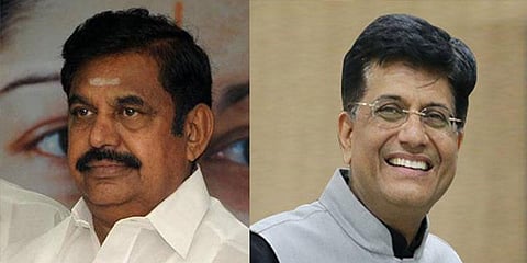 முதலமைச்சர் பழனிசாமியை சந்திக்கிறார் பியூஷ் கோயல்?