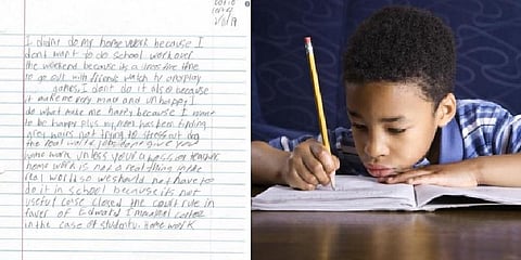 ''நிஜ உலகத்தில் வீட்டுப்பாடம் என்பது ஒரு மாயை'' - ஆசிரியருக்கு கடிதம் எழுதிய சிறுவன்
