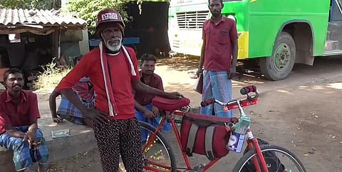 கின்னஸ் சாதனைக்காக பல மாநிலங்களை சைக்கிளில் சுற்றிவரும் முதியவர்..!