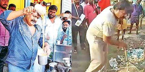 கீரை வியாபாரம், ஷூ பாலிஷ் என நூதன பரப்புரையில் ஈடுபடும் மன்சூர் அலிகான்!