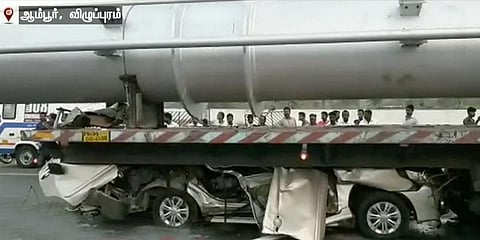 கண்டெய்னர் லாரி மீது கார் மோதல்: முன்னாள் எம்.எல்.ஏ உட்பட 3 பேர் உடல் நசுங்கி பலி!