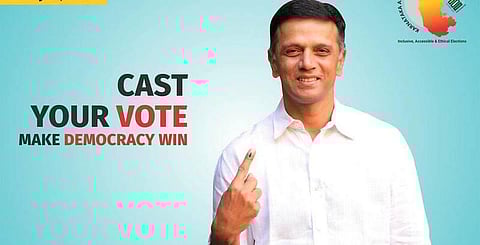 வாக்களிக்கப் பிரசாரம் செய்யும் ராகுல் டிராவிட்டுக்கு வாக்கில்லாத சோகம்!