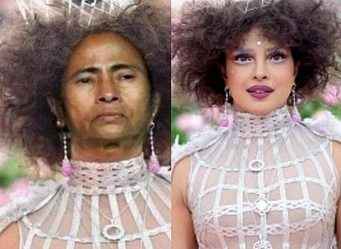 பிரியங்கா சோப்ரா ஹேர் ஸ்டைலில் மம்தா பானர்ஜி புகைப்படம் ! மார்பிங் படத்தை பதிவேற்றிய பெண் கைது