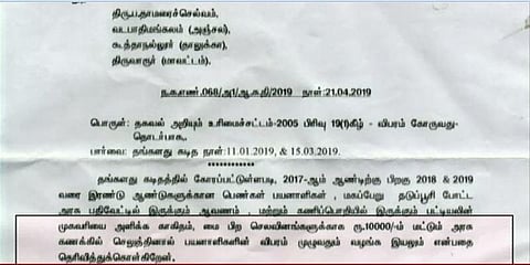 ஆர்டிஐ தகவலுக்கு ரூ.10,000 ? - மருத்துவ அலுவலரின் வசூல் பதில்