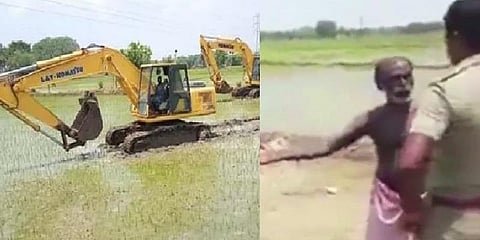 நாற்று நட்ட வயலுக்குள் இறக்கப்பட்ட பொக்லைன்: கதறும் விவசாயிகள் - வீடியோ!