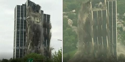 16 விநாடிகளில் 16,000 டன் கொண்ட மார்ட்டின் டவர் தரைமட்டம் - வீடியோ