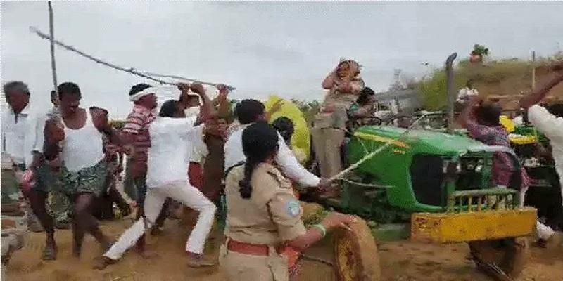 பெண் வனத்துறை அதிகாரியை கட்டையால் தாக்கிய எம்எல்ஏ உறவினர் ! - வீடியோ