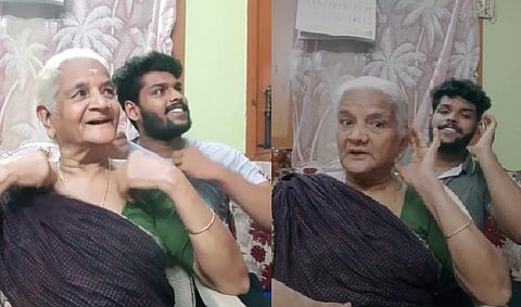 பேரனுடன் சேர்ந்து ‘டிக்டாக்’ வீடியோவில் பட்டையை கிளப்பும் பாட்டி