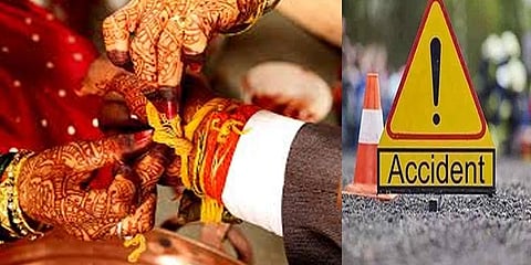 இருசக்கர வாகனத்தில் லாரி மோதல் : புதுமாப்பிள்ளை உயிரிழப்பு, புதுப்பெண் படுகாயம்