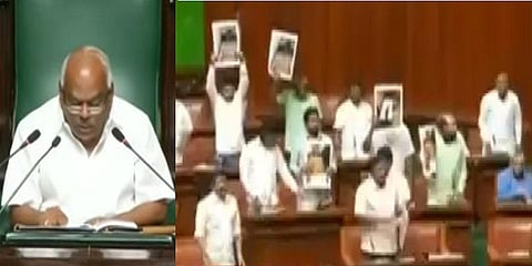 எங்கள் எம்.எல்.ஏக்களை பாஜக கடத்திவிட்டது - கர்நாடக சட்டப்பேரவையில் காங்கிரஸ் அமளி