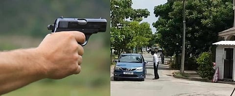 அக்காவை காணவிடாமல் தடுத்த காவலாளிகள் : துப்பாக்கியால் சுட்ட தம்பி