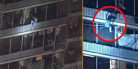 19 மாடி கட்டடத்தில் திடீர் தீ: ’ஸ்பைடர்மேன்’ ஆன இளைஞர்!