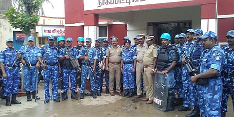 வேதாரண்யத்தில் மத்திய அதிதீவிர விரைவுப் படை ஆய்வு : காவல்துறையுடன் ஆலோசனை