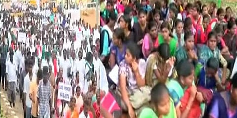 டெல்லியிலும் டெல்டா மாவட்டங்களிலும் விவசாயிகள் போராட்டம் : மாணவர்கள் ஆதரவு