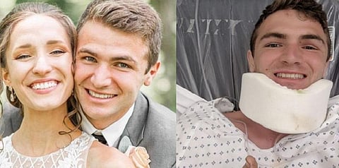 எரிமலைக்கு தேனிலவு பயணம் - பள்ளத்தில் விழுந்த கணவனை காப்பாற்றிய மனைவி