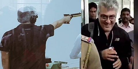 துப்பாக்கிச் சுடும் போட்டியில் அஜித் - வைரலாகும் வீடியோ