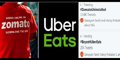 ‘சொமாட்டோ’, ‘ஊபர் ஈட்ஸ்’க்கு எதிராக ட்ரெண்டிங் : வரிந்துகட்டும் நெட்டிசன்கள்