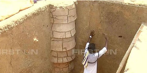 கீழடியில் ‘குடிநீர் தொட்டி’ போன்ற திண்டு கண்டுபிடிப்பு