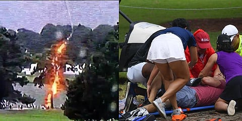 கோல்ப் மைதானத்தில் மின்னல் தாக்கி 6 பேர் படுகாயம்: அதிர்ச்சி வீடியோ