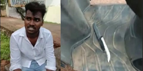 ஆசிரியரை கத்தியால் மிரட்டி மாணவியை கடத்த முயற்சி - இளைஞருக்கு தர்ம அடி