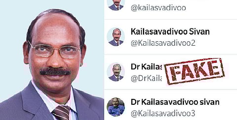 இஸ்ரோ தலைவர் சிவன் பெயரில் உலா வரும் போலி ட்விட்டர் கணக்குகள்..!