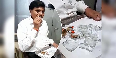 ’அப்படியே பழகிட்டேன்’: 40 வருடமாக கண்ணாடிகளை சாப்பிடும் வழக்கறிஞர்- வீடியோ