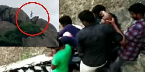 மலையிலிருந்து குதித்து தற்கொலை முயற்சி: உயிர் தப்பிய காதல் ஜோடி