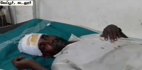 லத்தியால் தாக்கி மண்டையை உடைத்ததாக காவலர் மீது புகார்