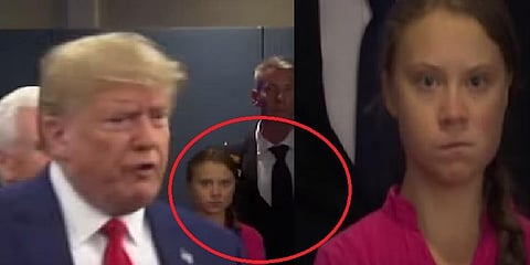 ட்ரம்பை முறைத்துப் பார்த்த கிரேட்டா - வைரலாகும் வீடியோ