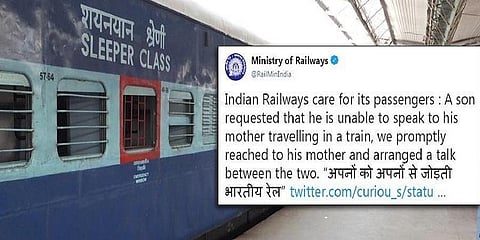 ஒரே ட்வீட் தான்; மகனிடம் தாயை பேச வைத்த ரயில்வே துறை