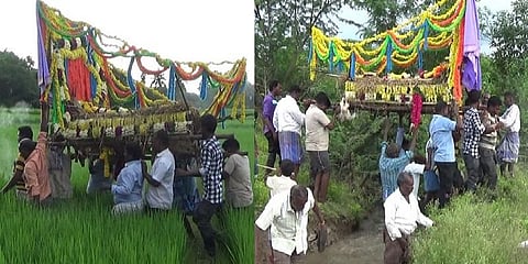 சேற்றில் சடலத்தை சுமந்து செல்லும் கிராம மக்கள் : 50 ஆண்டுகளாக தொடரும் அவலம்