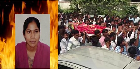 எரித்துக் கொல்லப்பட்ட வட்டாட்சியரின் இறுதி ஊர்வலத்தில் திரண்ட நூற்றுக்கணக்கான மக்கள்