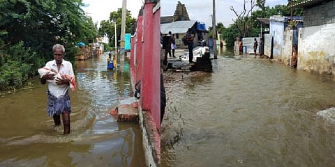 தூர்வாரப்படாத கால்வாய்.. கண்டுகொள்ளாத அதிகாரிகள் - ஊருக்குள் புகுந்த தண்ணீர்